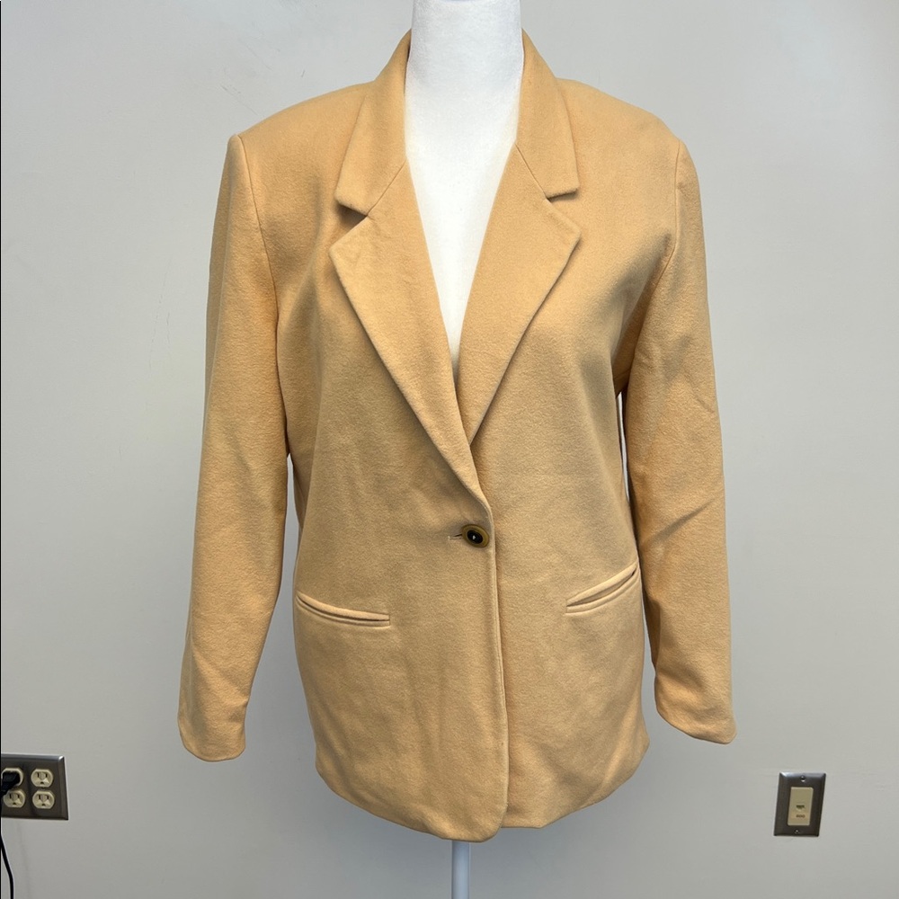 Sag Harbor Women’s Tan Wool Cashmere Blend Blazer / Jacket Size 14